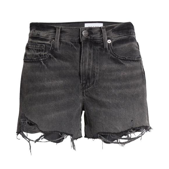 Frame Denim Pants - FRAME Le Bridgette High Waist Raw Edge Cutoff Denim Short 29 NEW no Tags Grey